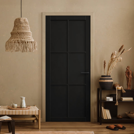 Black Internal Fully Finished Studio 6 Panel Door (121190)
