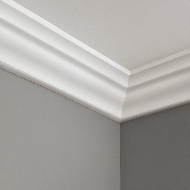 2.4m White Painted Decorative Coving 15mm x 114mm