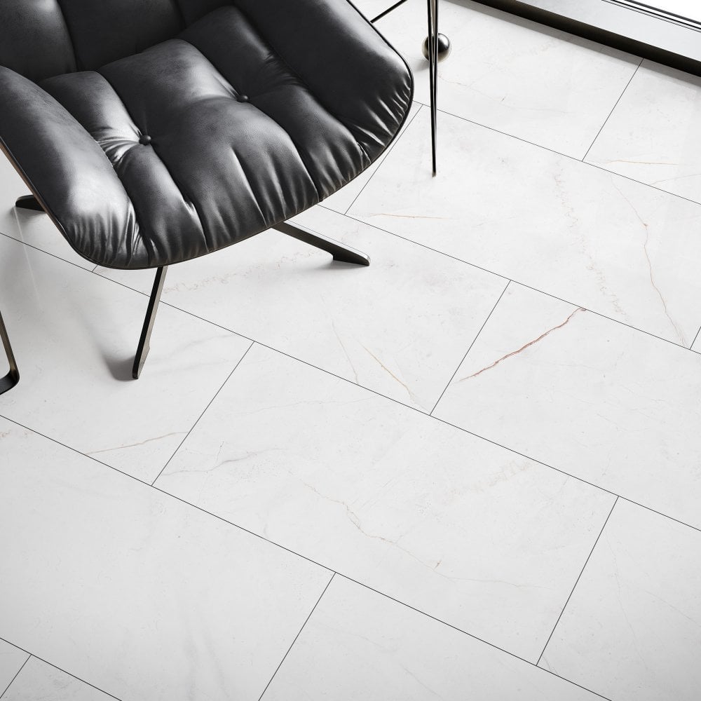 White Marble - Lustre Stone 8mm High Gloss Laminate Sample (122548-SAMPLE)