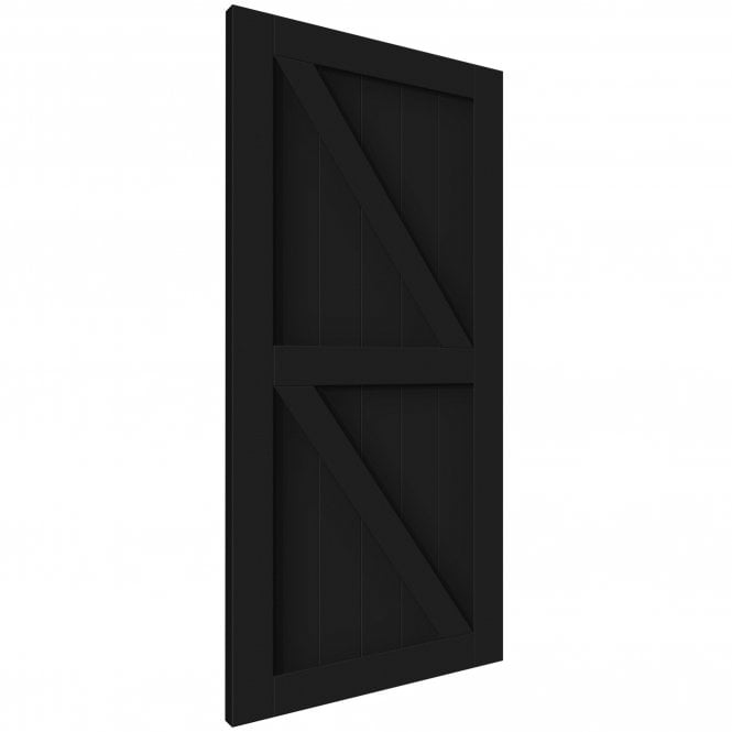 Black Internal Primed Z Brace Sliding Barn Door - Black Face Mounted