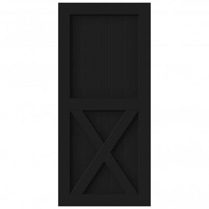 Black Internal Primed 1 Panel X Brace Sliding Barn Door - Black Face Mounted