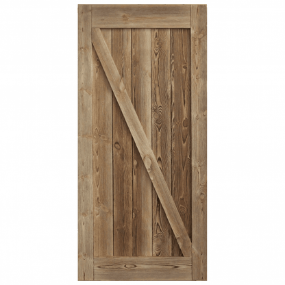 Carbonised Internal Pine 1 Panel Brace Sliding Barn Door - Black Top Mounted
