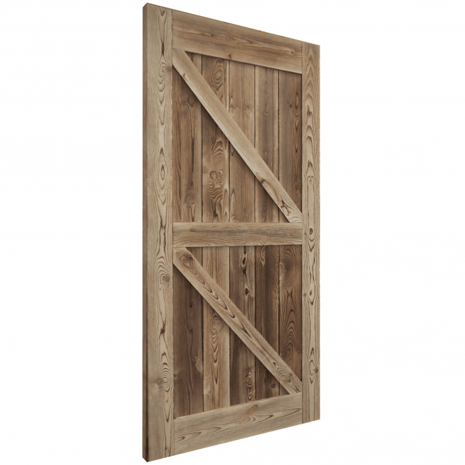Carbonised Internal Pine Z Brace Sliding Barn Door - Black Top Mounted