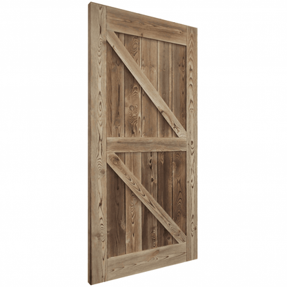 Carbonised Internal Pine Z Brace Sliding Barn Door - Black Top Mounted