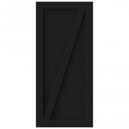 Black Internal Primed 1 Panel Brace Sliding Barn Door - Black Face Mounted