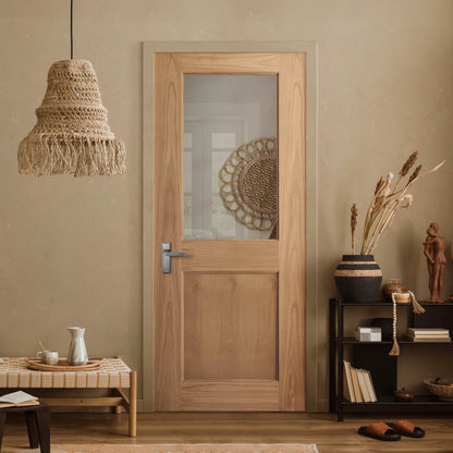 White Internal Oak Camargue 1 Light Clear Glass KF Door (121773)
