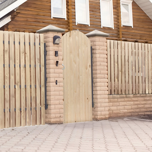 B-Grade Solid Knotty Pine External Unfinished Ledged & Braced Arched Gate (124020)