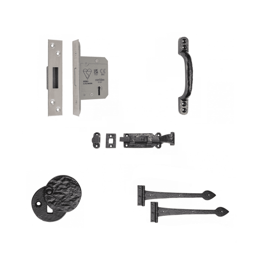 External Antique Black Ornate Garage Door Hardware Set (123758)