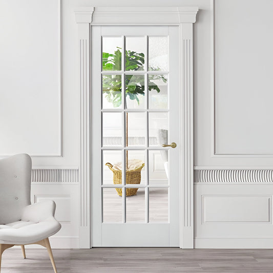 White Internal Primed SA 15 Light Clear Glass Door (51773)