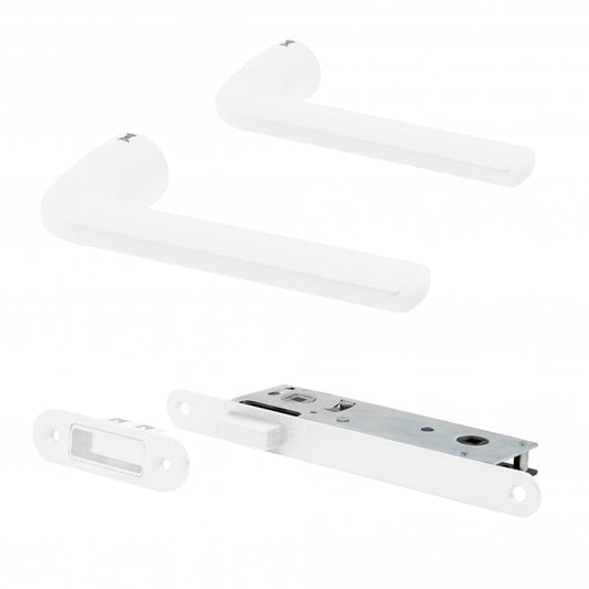 Studio Industrial Round Rose Slim Lever Door Handle Set - Matt White (124491)
