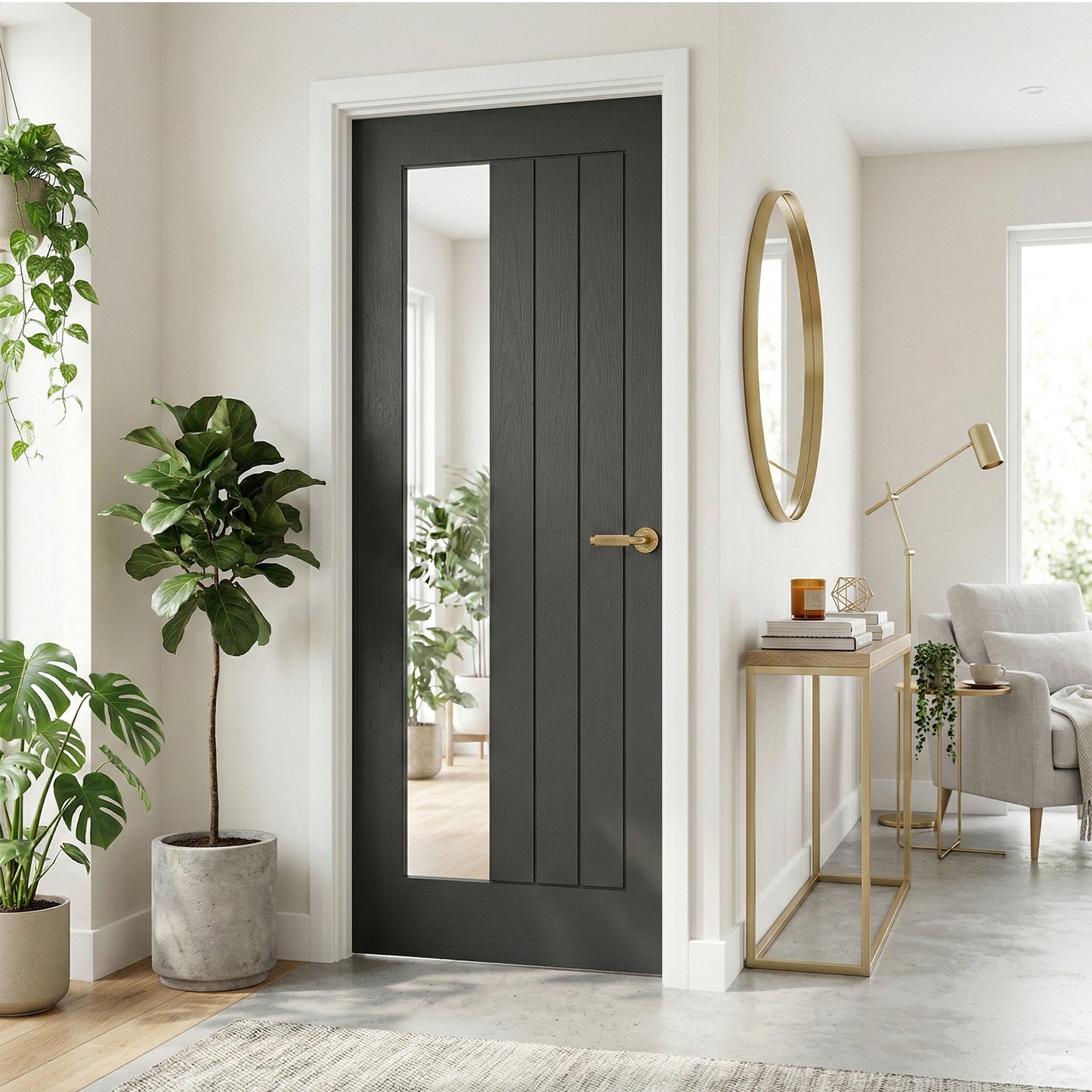 Ash Grey Internal Fully Finished Farley Clear Offset Glass Door