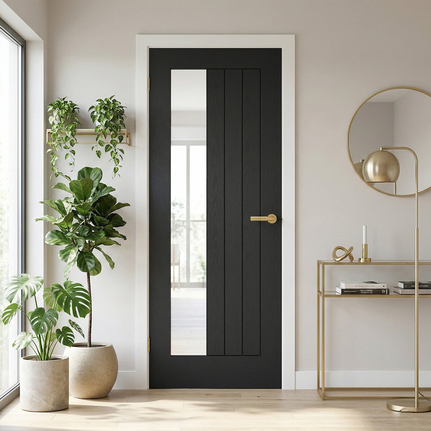 Ash Grey Internal Fully Finished Farley Clear Offset Glass Door