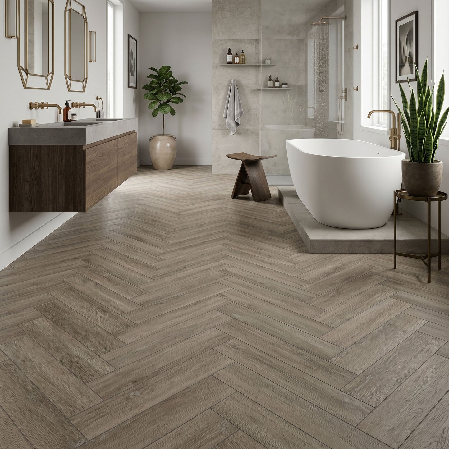 Nelson Oak - Foundation Herringbone SPC 2mm UV Coated Sample (CW-3886-HB)