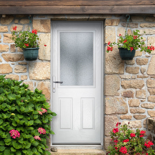 Eaton White Pre-Hung Obscure Glass Composite Front Door Set