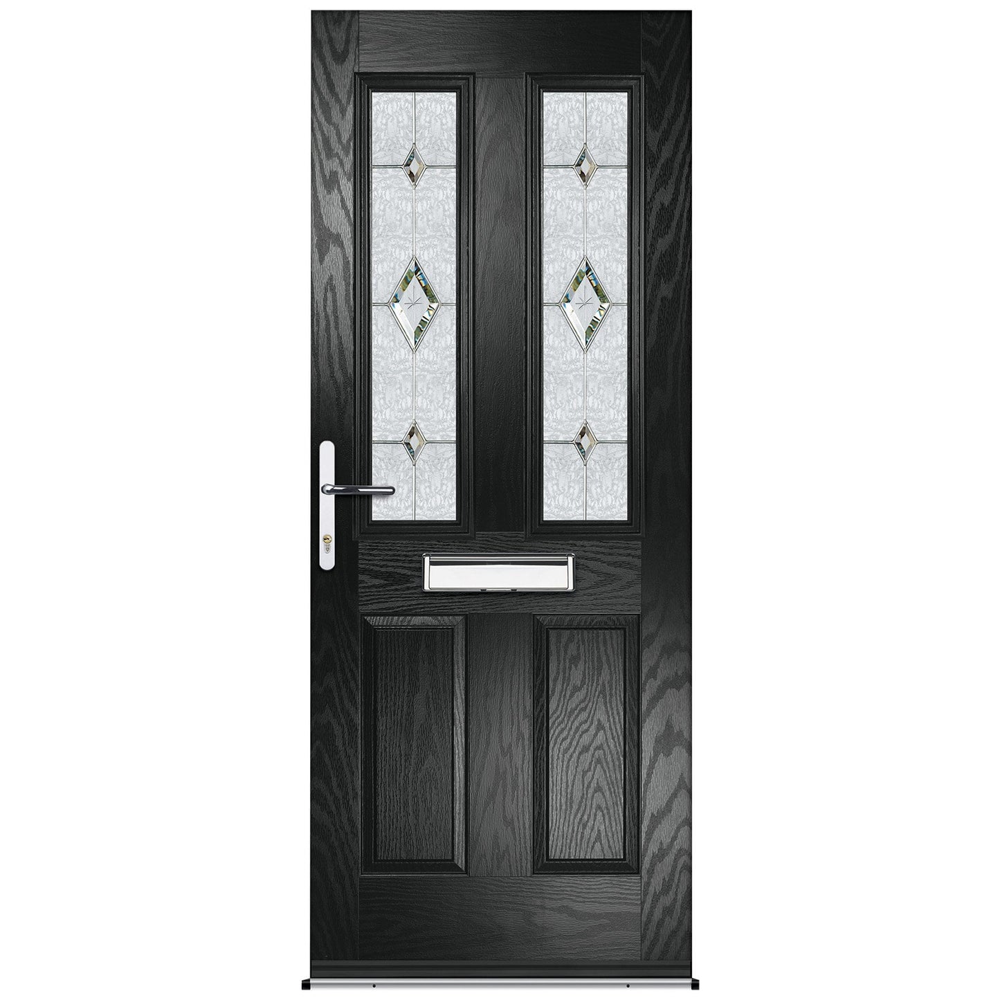 Charlwood Black Pre-Hung Tivoli Glass Composite Front Door Set
