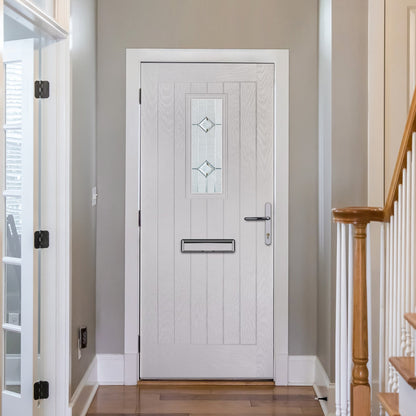 Goswell Chartwell Green Pre-Hung Venice Glass Composite Front Door Set