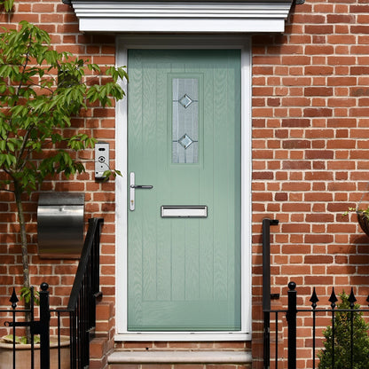 Goswell Chartwell Green Pre-Hung Venice Glass Composite Front Door Set