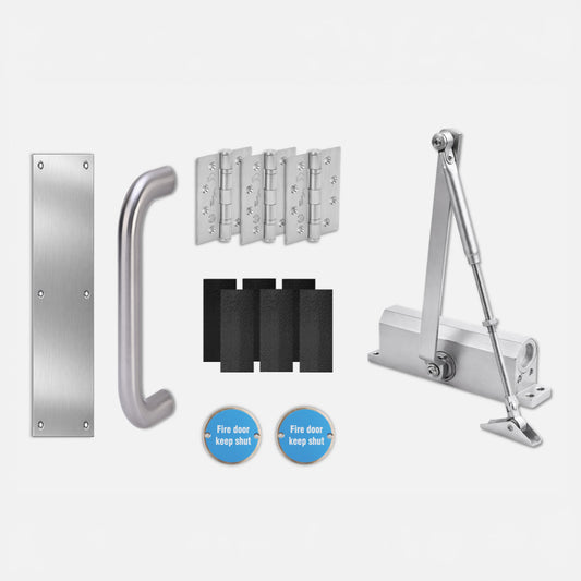 Core Commercial Fire Rated Corridor Pull Handle Set - Satin Stainless Steel