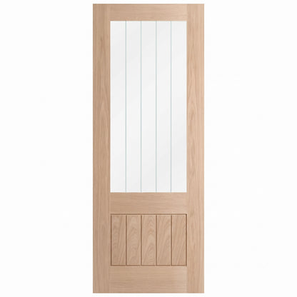 Oak Internal Unfinished Farley 1 Panel 1 Light Obscure Lined Clear Glass Door