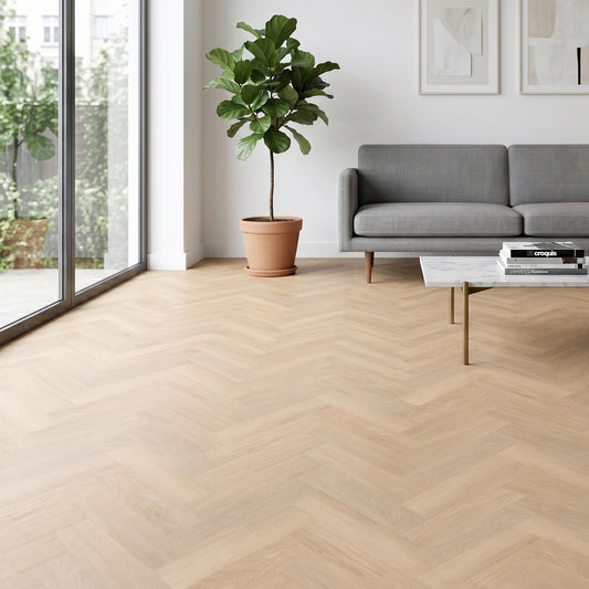 Buttermilk Oak - Lifestyle SPC Herringbone 5.5mm Rigid Core Vinyl Flooring