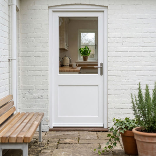 External White Painted Composite 2xG Clear Glass Door (121036)