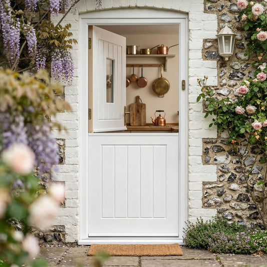 External White Painted Composite 1 Light Clear Glass Stable Door (121038)