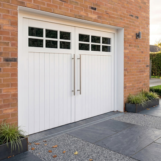 External White Painted Composite Obscure Glass Garage Door (121039)