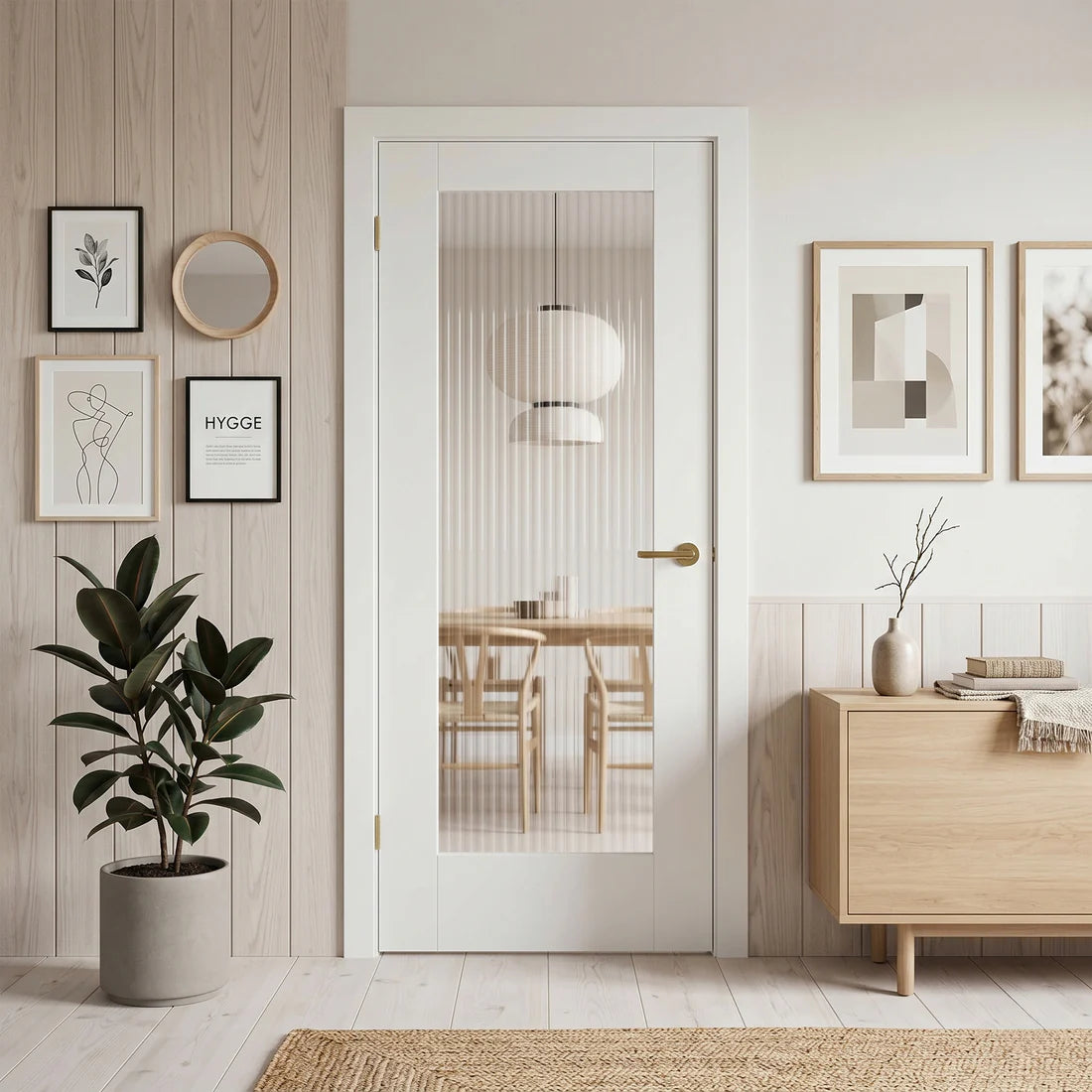 White Internal Primed Pattern 10 1 Light Reeded Glass Door