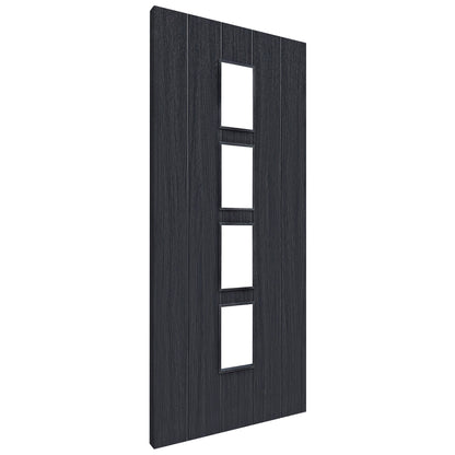 Black Internal Fully Finished Cottage Laminate 4 Light Clear Glass Door