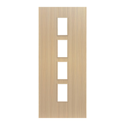 Oak Internal Fully Finished Cottage Laminate 4 Light Clear Glass Door