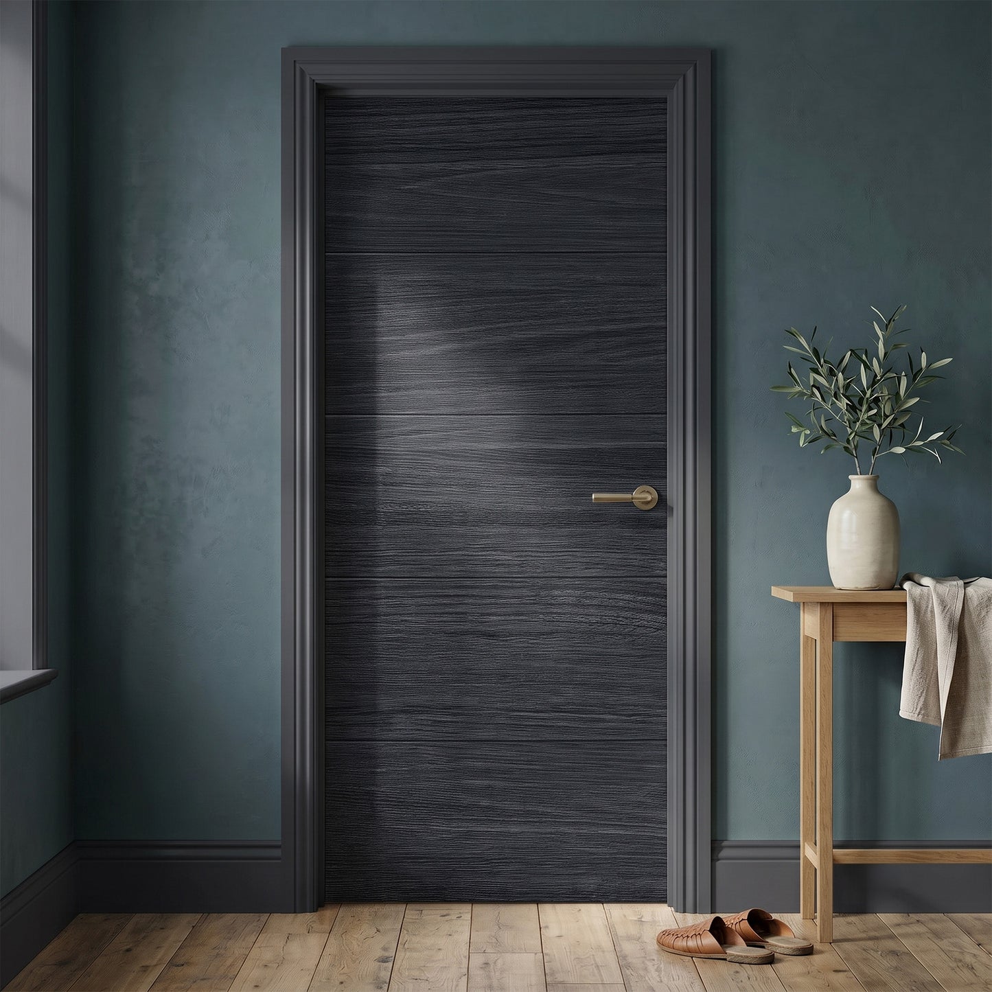 Black Internal Fully Finished Linear Laminate Door