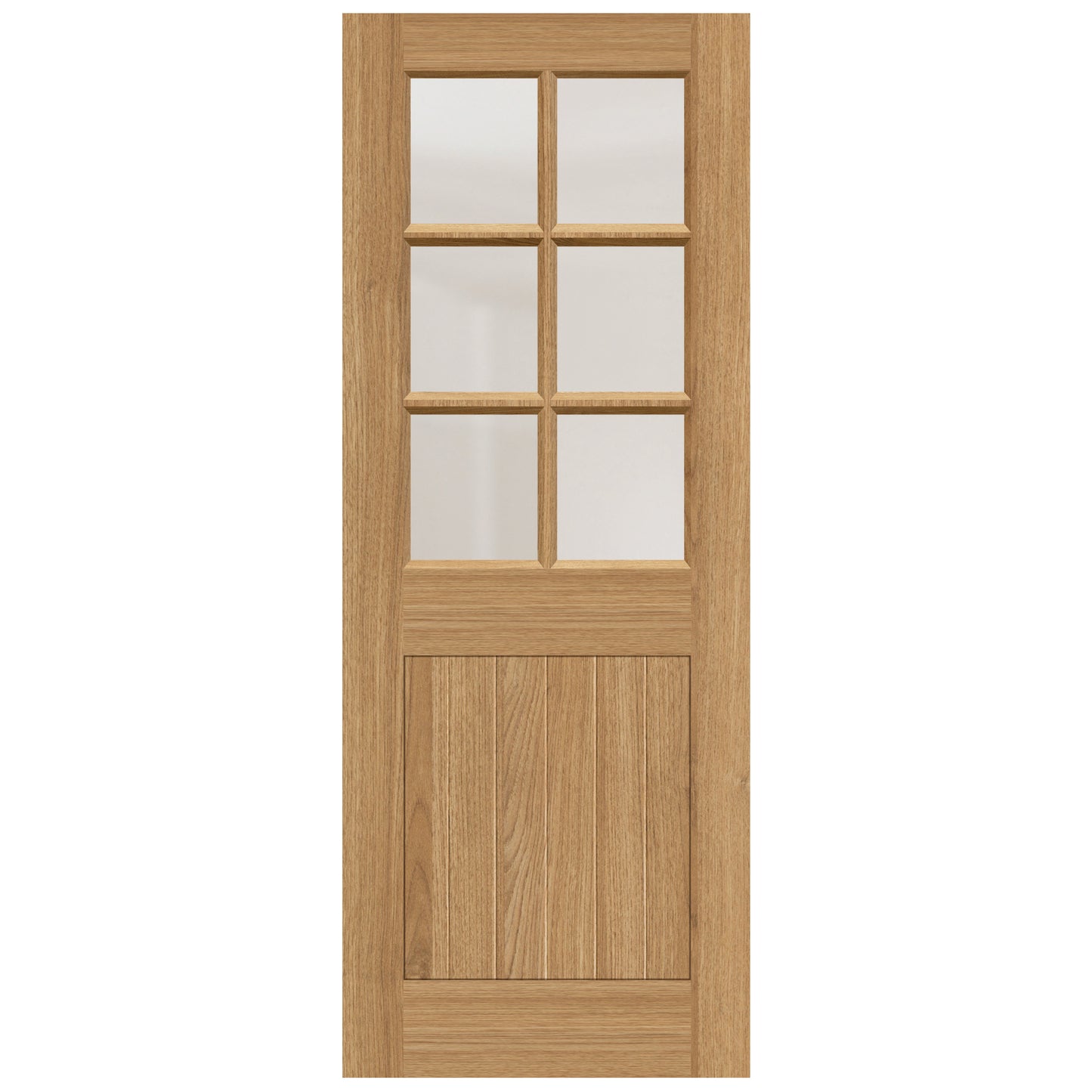 External Hardwood Unfinished Farley 1 Panel 6 Light Door with Clear Glass