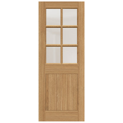 External Hardwood Unfinished Farley 1 Panel 6 Light Door with Clear Glass