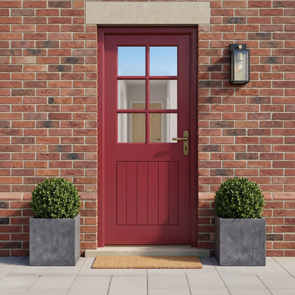 External Hardwood Unfinished Farley 1 Panel 6 Light Door with Clear Glass