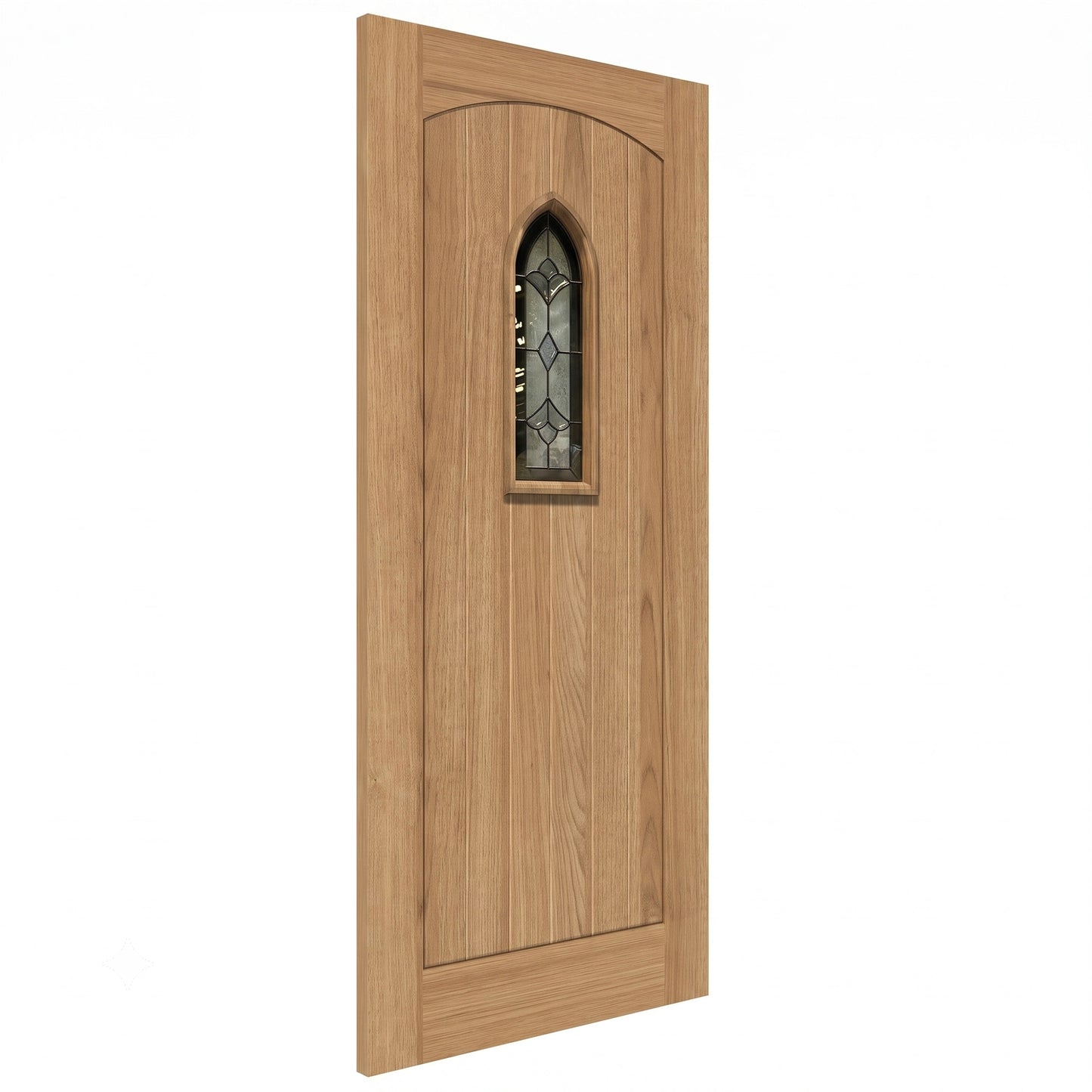External Hardwood Unfinished Gothic Raised Mouldings Door with Feature Glass