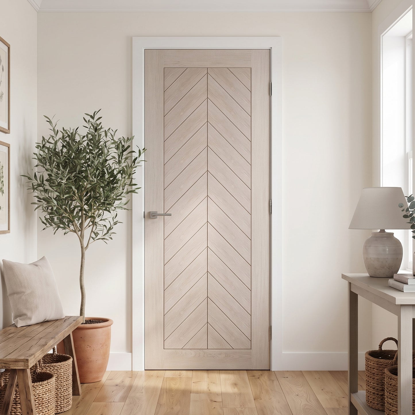 Ivory Fully Finished Internal Endure Laminate Chevron Door