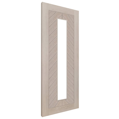 Ivory Fully Finished Internal Endure Laminate Chevron Clear Glass Door