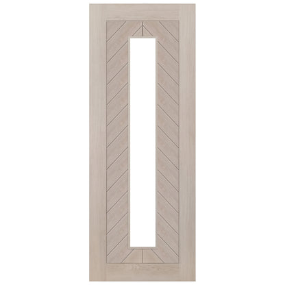 Ivory Fully Finished Internal Endure Laminate Chevron Clear Glass Door