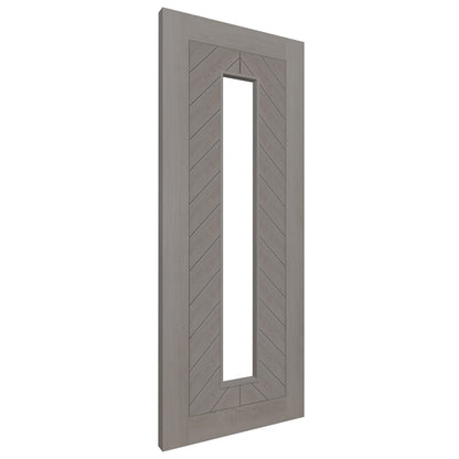 Light Grey Fully Finished Internal Endure Laminate Chevron Clear Glass Door