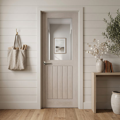 Ivory Fully Finished Internal Endure Laminate Farley Clear Glass Door