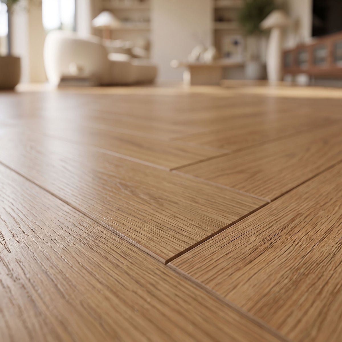 Crafted Oak - Wood Essence Water Resistant 8mm Herringbone Laminate Sample