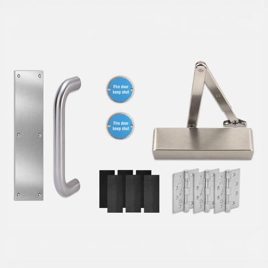 Pro Commercial Fire Rated Corridor Pull Handle Set - Satin Stainless Steel