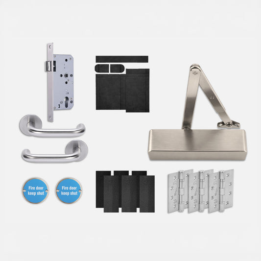 Pro Commercial Fire Rated Office Lever Handle Set - Satin Stainless Steel