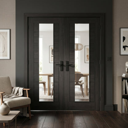 Black Fully Internal Finished Endure Laminate Ladder Clear Glass Double Door