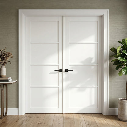 White Internal Primed Studio Industrial 4 Panel Double Door