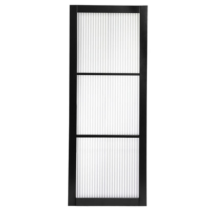 Jet Black Internal Fully Finished 3 Light Reeded Glass Industrial Studio Double Door