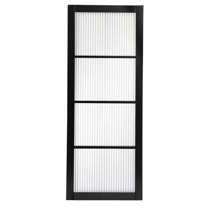 Jet Black Internal Fully Finished 4 Light Reeded Glass Industrial Studio Double Door