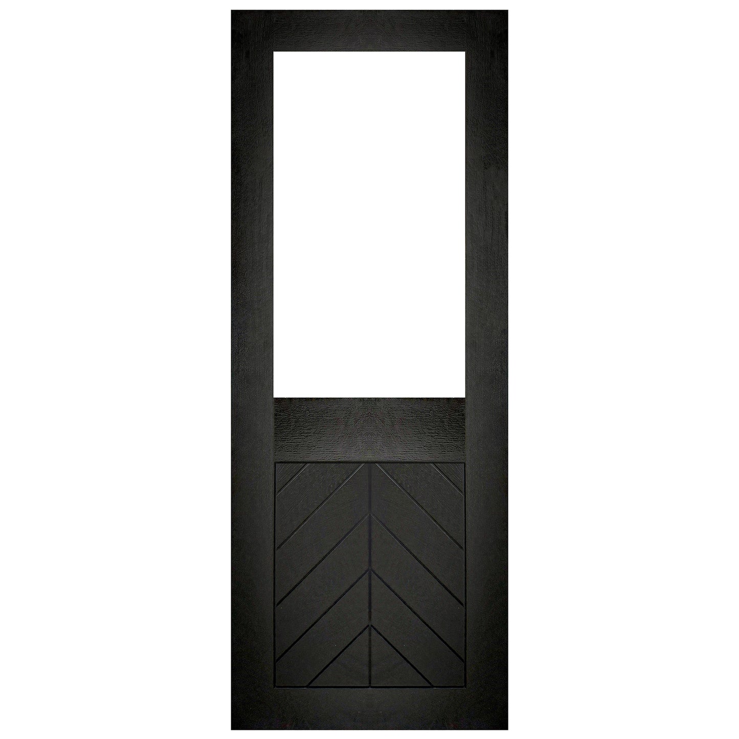 Black Internal Fully Finished Oak Chevron Clear Glass Double Door