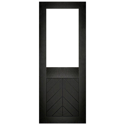 Black Internal Fully Finished Oak Chevron Clear Glass Double Door