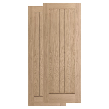 Oak Internal Unfinished Farley Bypass Sliding Door - Black Face Mounted